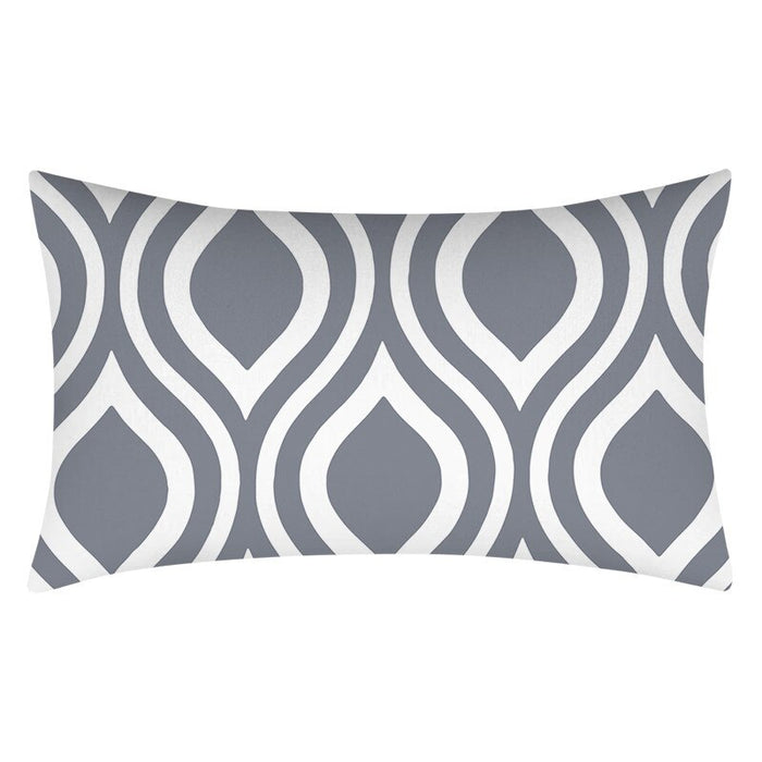 Gray Patterned Printed Rectangular Pillow Cover