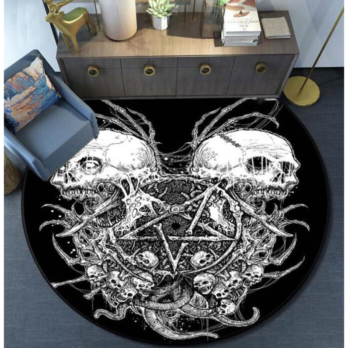 Anti-Slip Satanism Printed Round Rug For Home