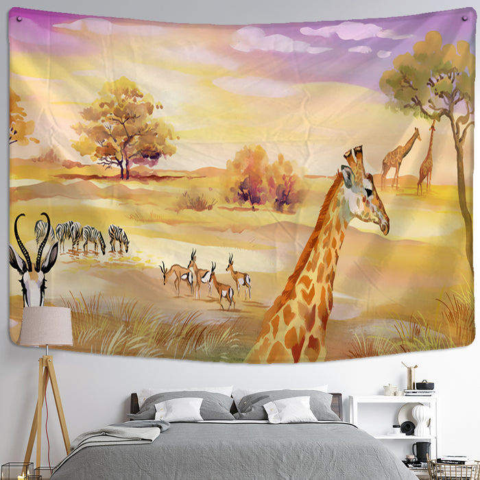 Animal Cartoon Illustration Tapestry Wall Hanging Tapis Cloth
