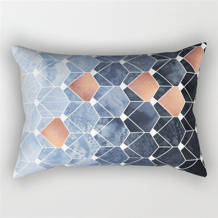 Geometric Pattern Printed Rectangular Pillow Cover