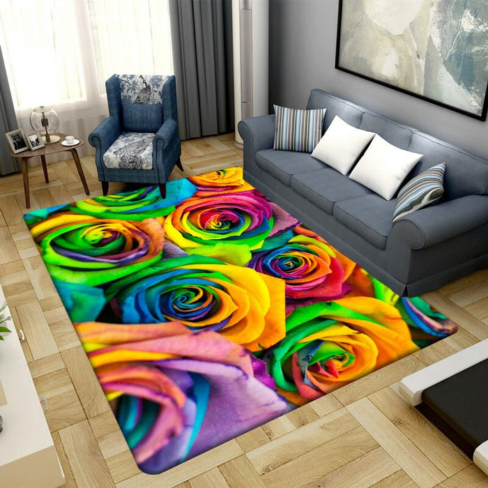 Colorful Rose Patterned Floor Carpet