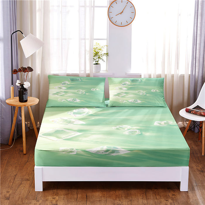 Digital Printed 3pc Polyester Fitted Sheet Bedding Set