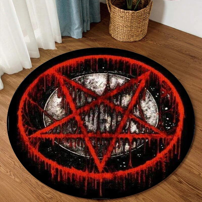 Anti-Slip Satanism Printed Round Rug For Home