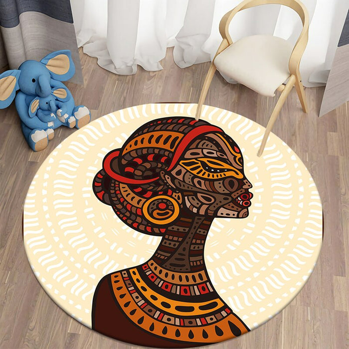 Anti-Slip African Themed Decorative Round Mat