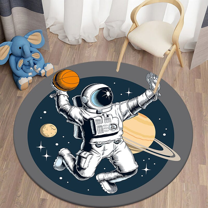 Anti-Slip Astronaut Printed Round Mat