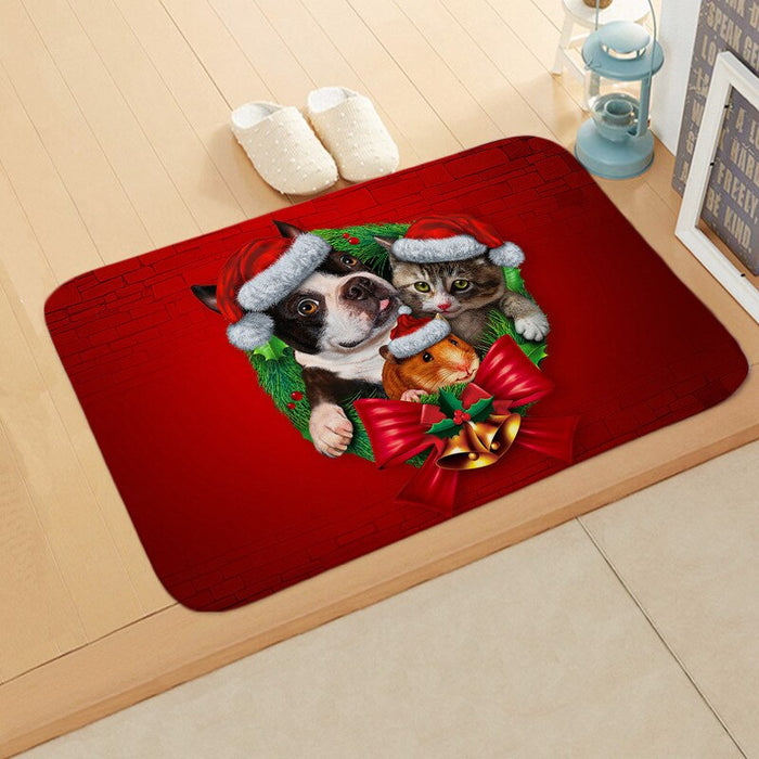 Anti-Slip Animal Christmas Decor Printed Floor Mat