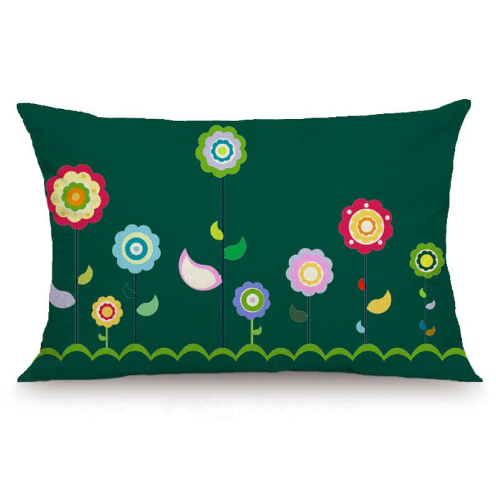 Floral Pattern Printed Rectangular Pillow Cover