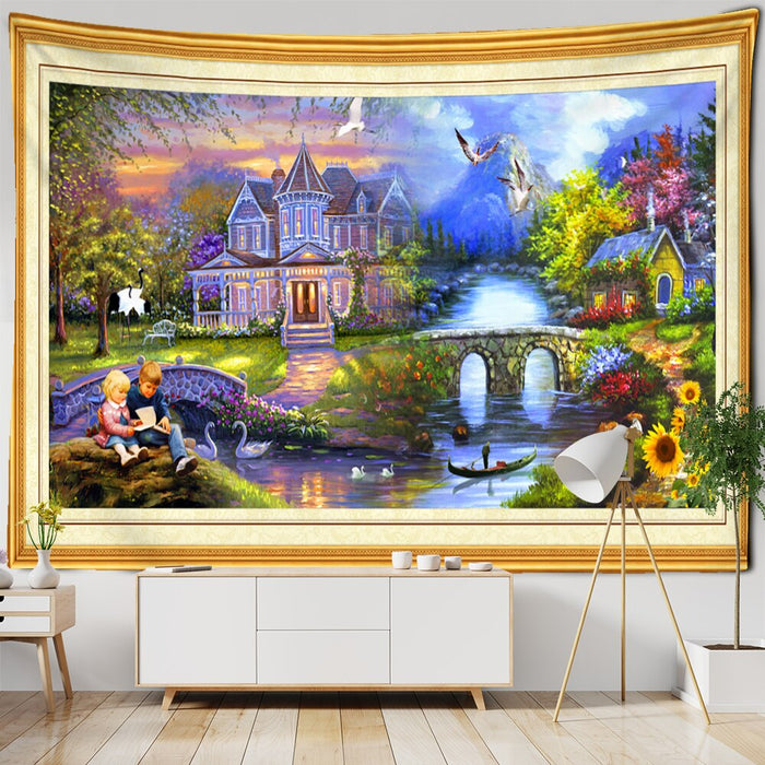 Beautiful Retro Oil Painting Tapestry Wall Hanging Tapis Cloth