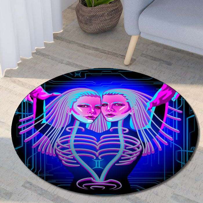 Anti-Slip Neon Art Printed Round Mat