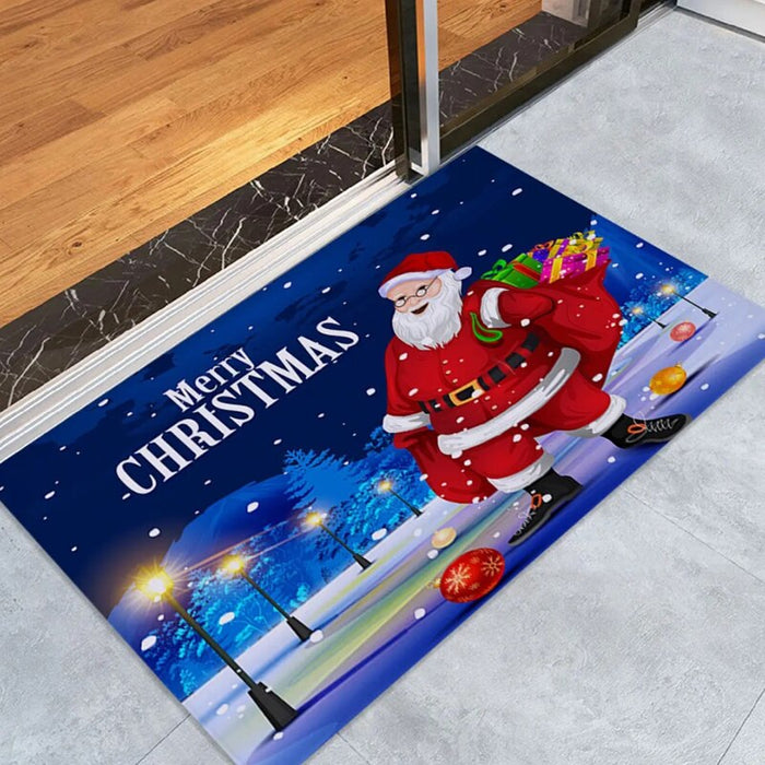 Non-Skid Merry Christmas Printed Floor Rug