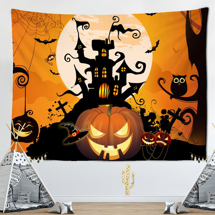 Scary Pumpkin Halloween Tapestry Wall Hanging Tapis Cloth