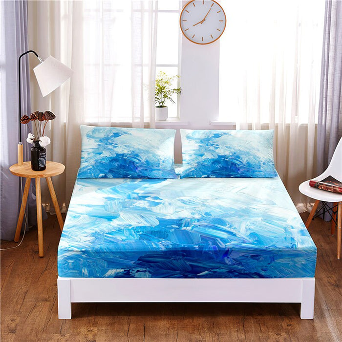 Digital Printed 3pc Polyester Fitted Sheet Bedding Set