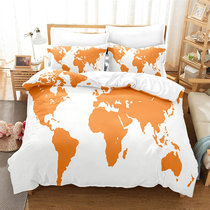 3D Map Printed Lined Bedding Set