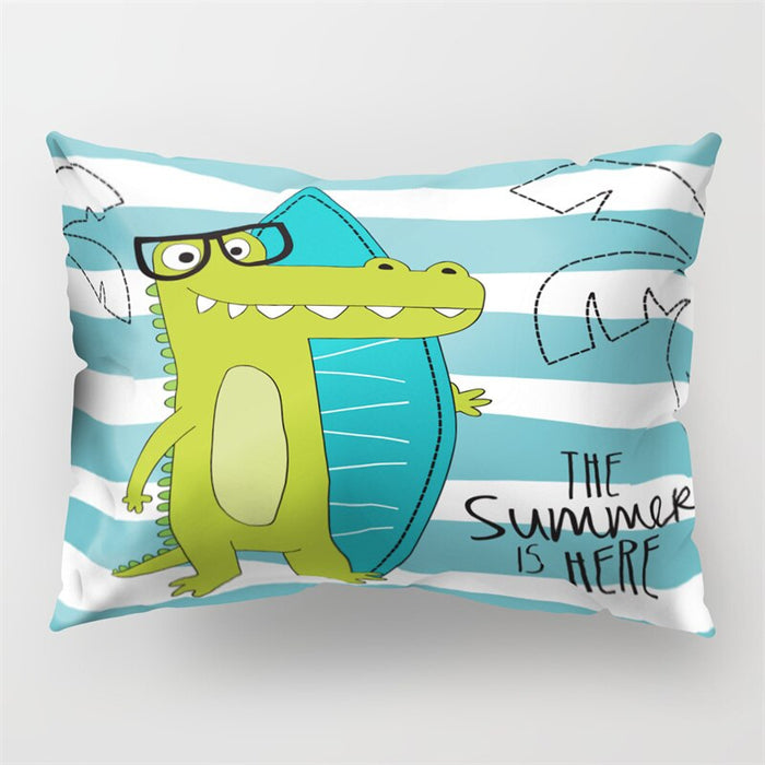 Cartoon Dinosaur Printed Rectangular Pillow Cover