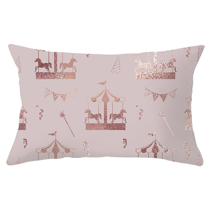 Pink Psychedelic Printed Rectangular Pillow Cover