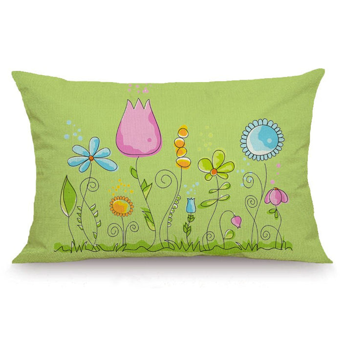 Floral Pattern Printed Rectangular Pillow Cover