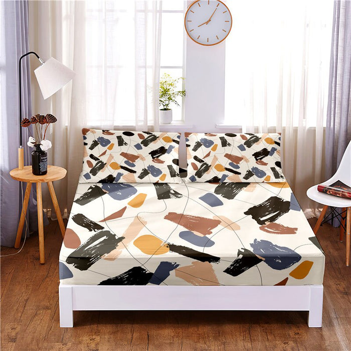 Digital Printed 3pc Polyester Fitted Sheet Bedding Set