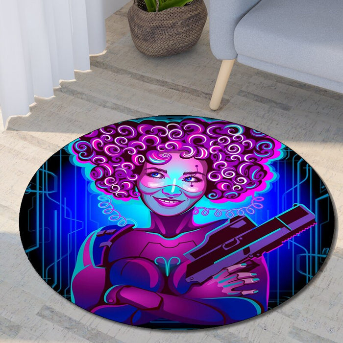 Anti-Slip Neon Art Printed Round Mat