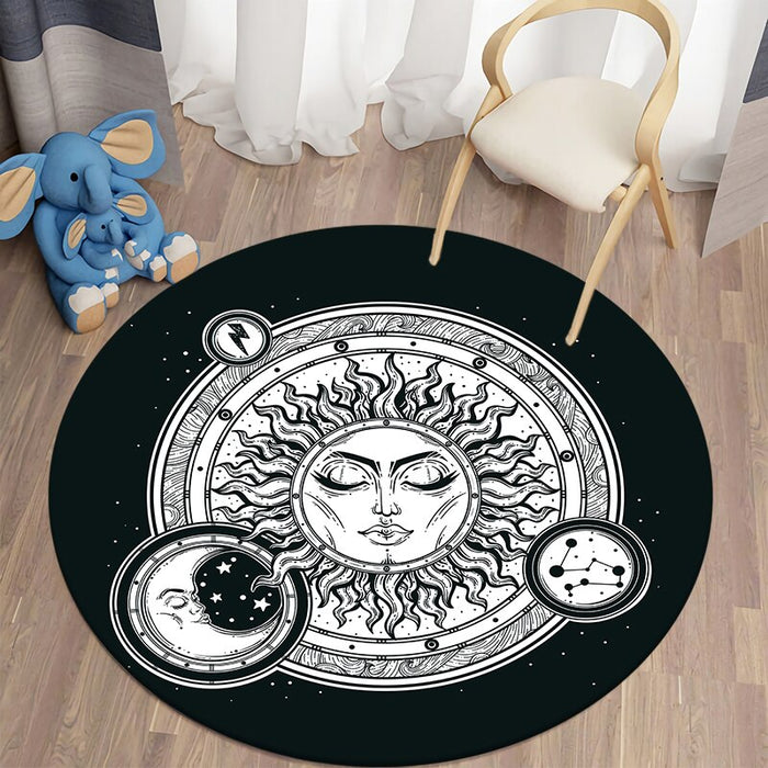 Anti-Slip Sun And Moon Printed Round Mat