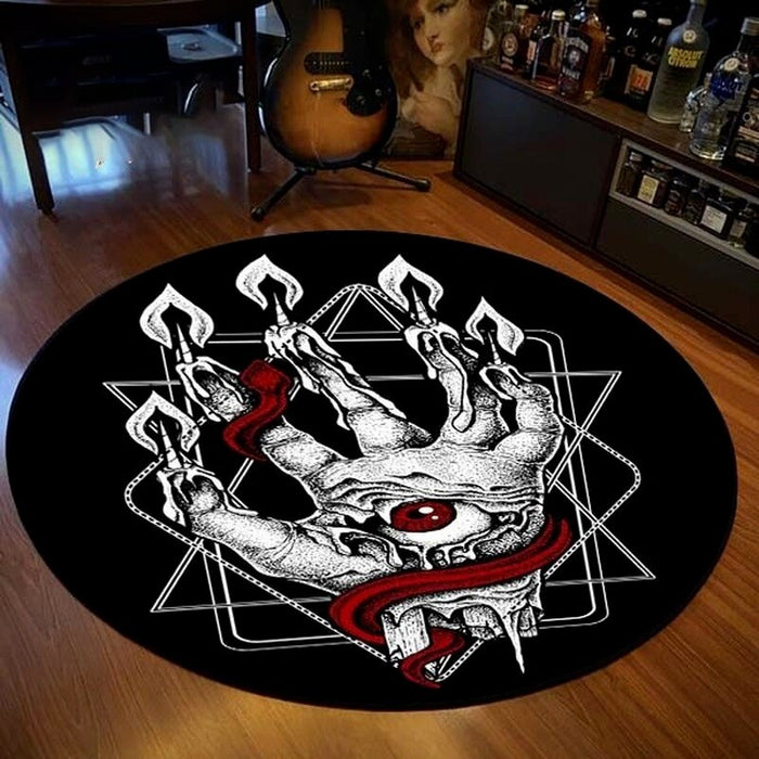 Anti-Slip Satanism Printed Round Mat For Home