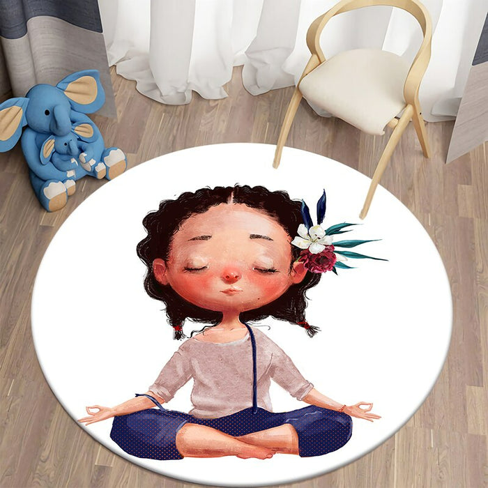 Home Decor Yoga Girl Printed Round Mat