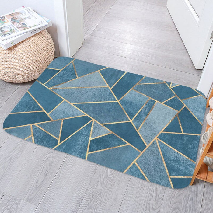 Non-Skid Marble Patterned Printed Floor Mat