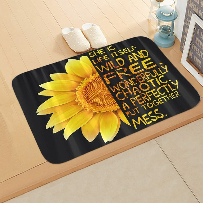 The Non-Skid Sunflower Printed Floor Mat
