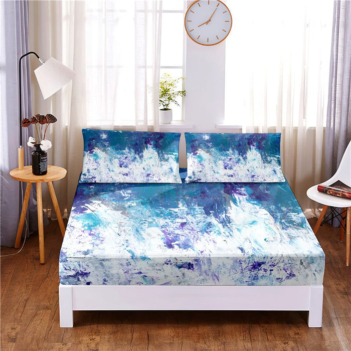 Digital Printed 3pc Polyester Fitted Sheet Bedding Set