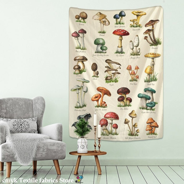 Vintage Art Mushroom Painting Tapestry Wall Hanging