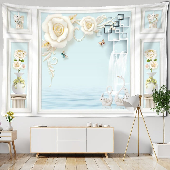 Window Frame Painting Tapestry Wall Hanging Tapis Cloth