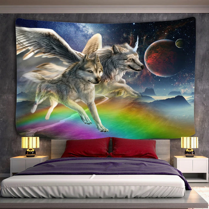 Wolf Warrior Tapestry Wall Hanging Tapis Cloth